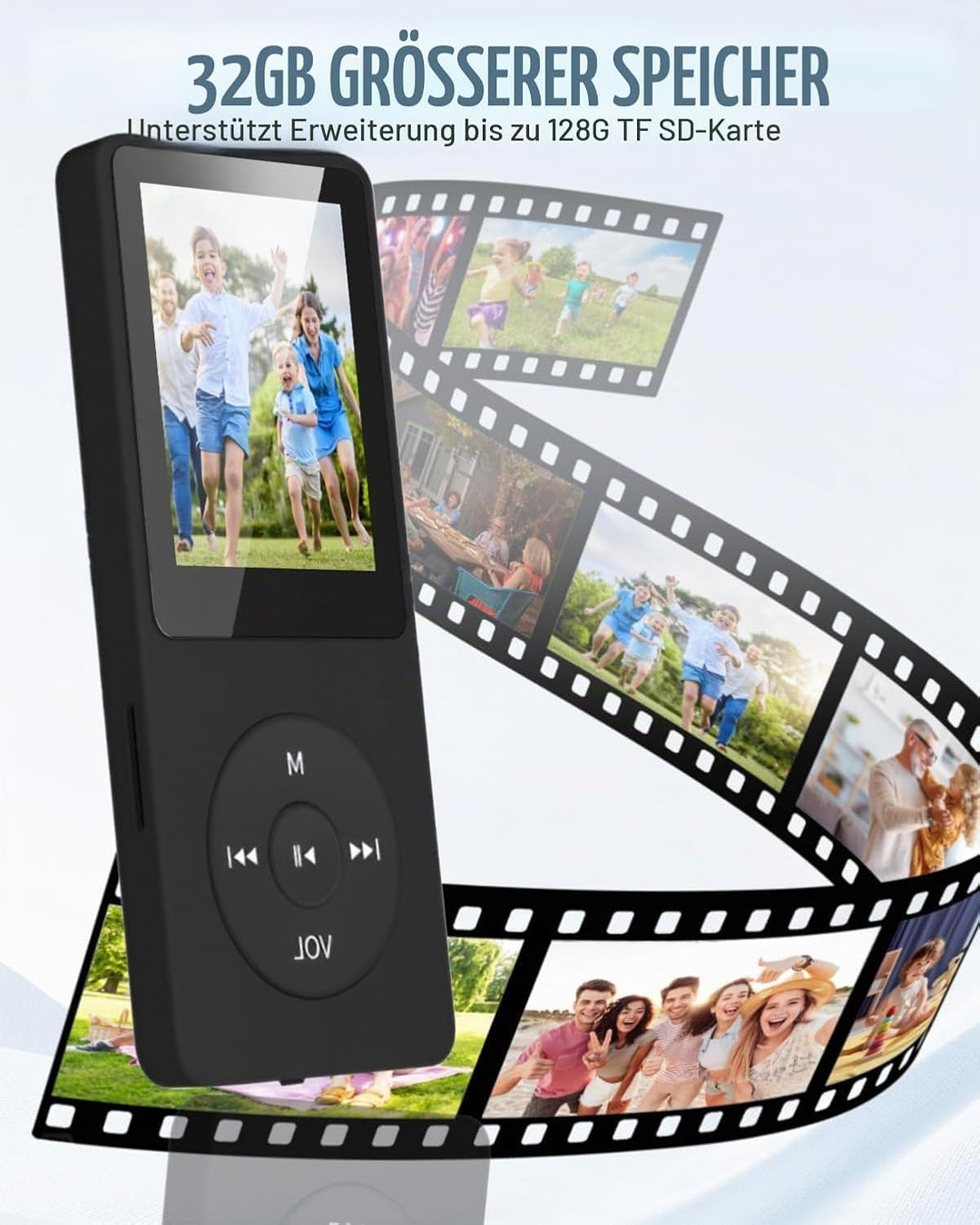 Bluetooth 5.0 MP3 Player verlustfreier Musik-Player, 32GB Speicher, Tragbarer Digitaler MP3 Player,