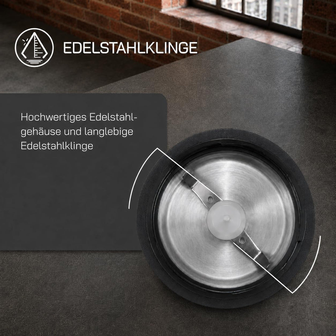 GUTFELS Kaffeemühle COFFEE 5010 | 50 g Kapazität | Edelstahl Gehäuse und Klingen | Kabelaufwicklung