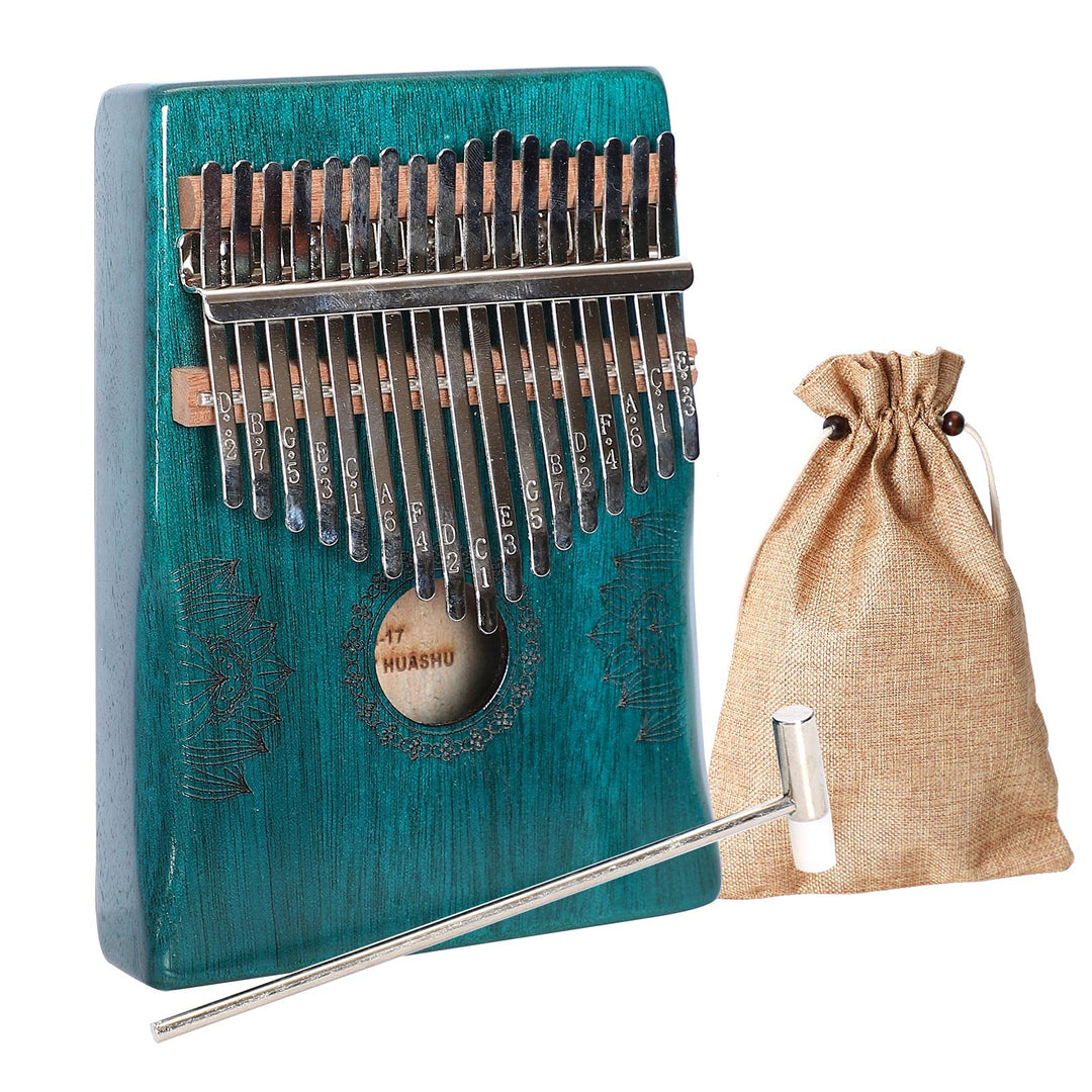 Musfunny Kalimba Daumenklavier 17 Schlüssel: Fingerklaviere Holz Mit Lehrmaterial Stimmhammer- Thumb