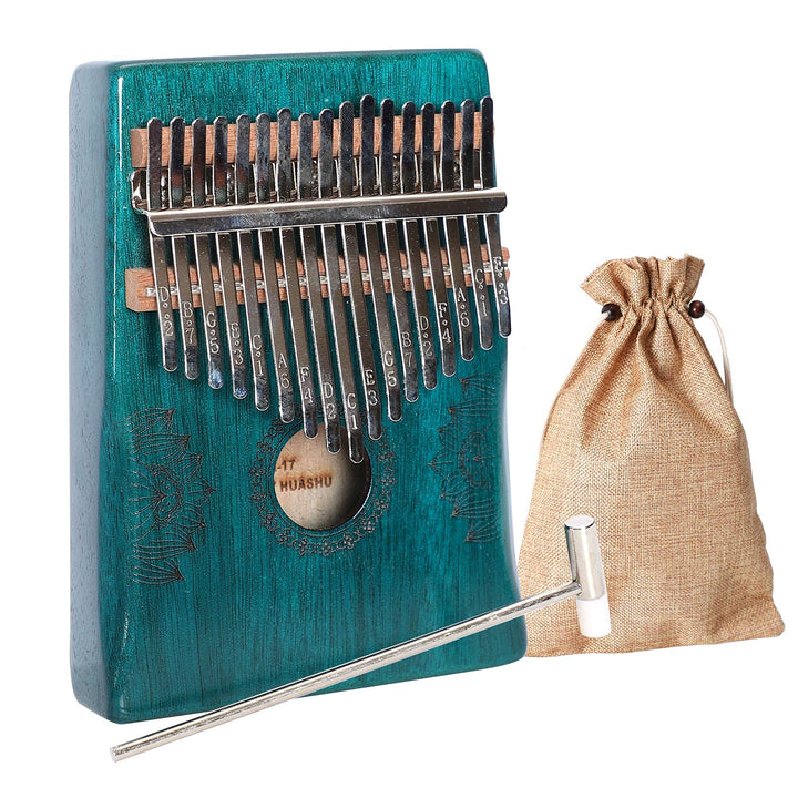 Musfunny Kalimba Daumenklavier 17 Schlüssel: Fingerklaviere Holz Mit Lehrmaterial Stimmhammer- Thumb