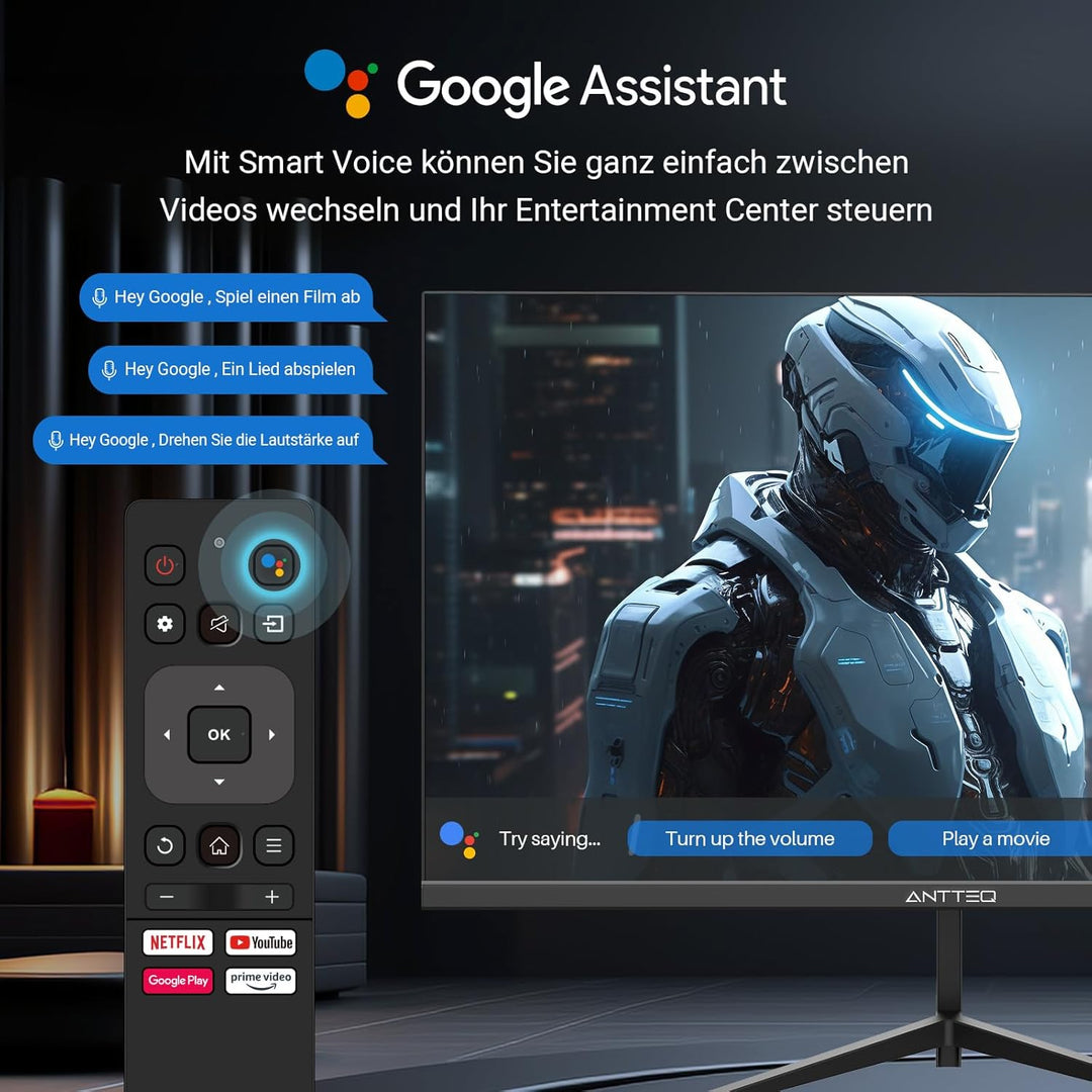 Antteq Smart Monitor 25 Zoll,FHD Android OS,Bluetooth Voice Remote Control,Google Chromecast Built i