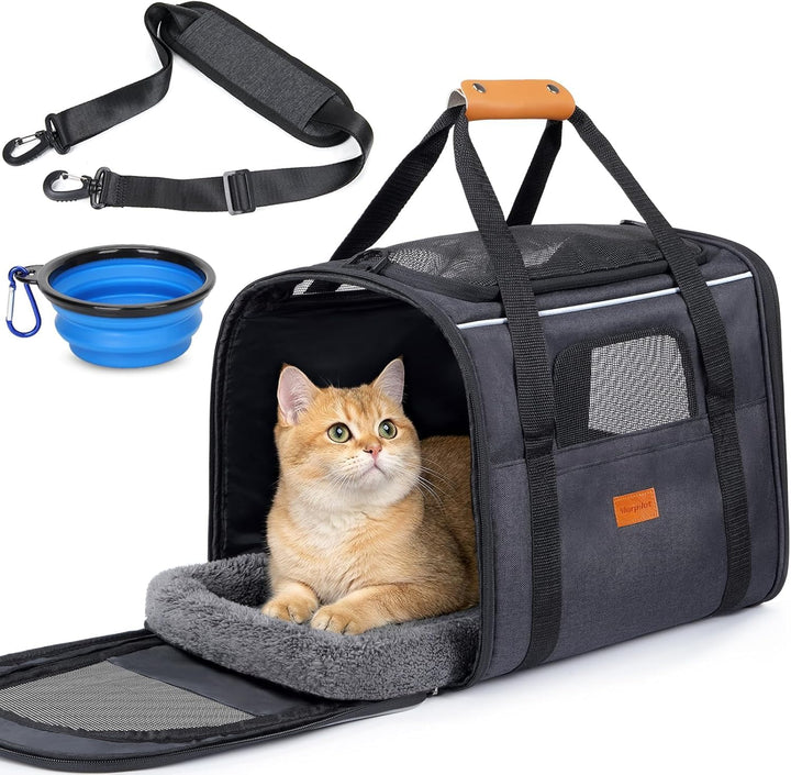 Morpilot Katzentransportbox für grosse Katzen und Welpen bis 7kg, Katzenbox Hundetasche mit Sicherhe
