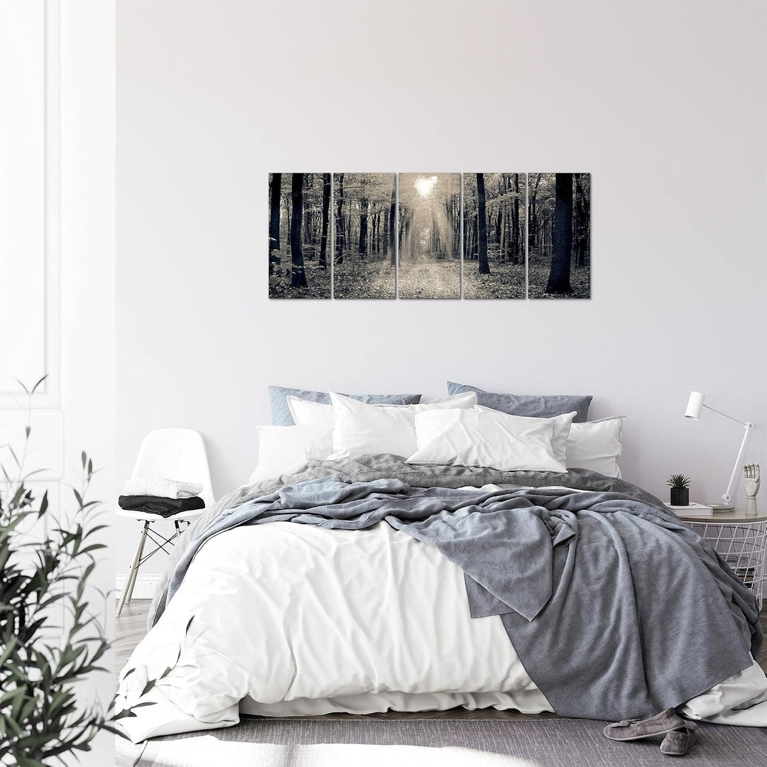 Runa Art Bild Wald Landschaft Wandbilder auf Vlies Leinwand 5 Teilig Wanddekoration Schlafzimmer Woh