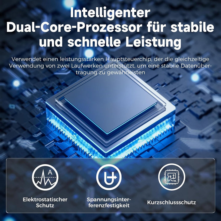 RSHTECH Dual Bay M.2 Nvme Clone Docking Station - M.2 SSD External Dock - Dockingstation Unterstützt
