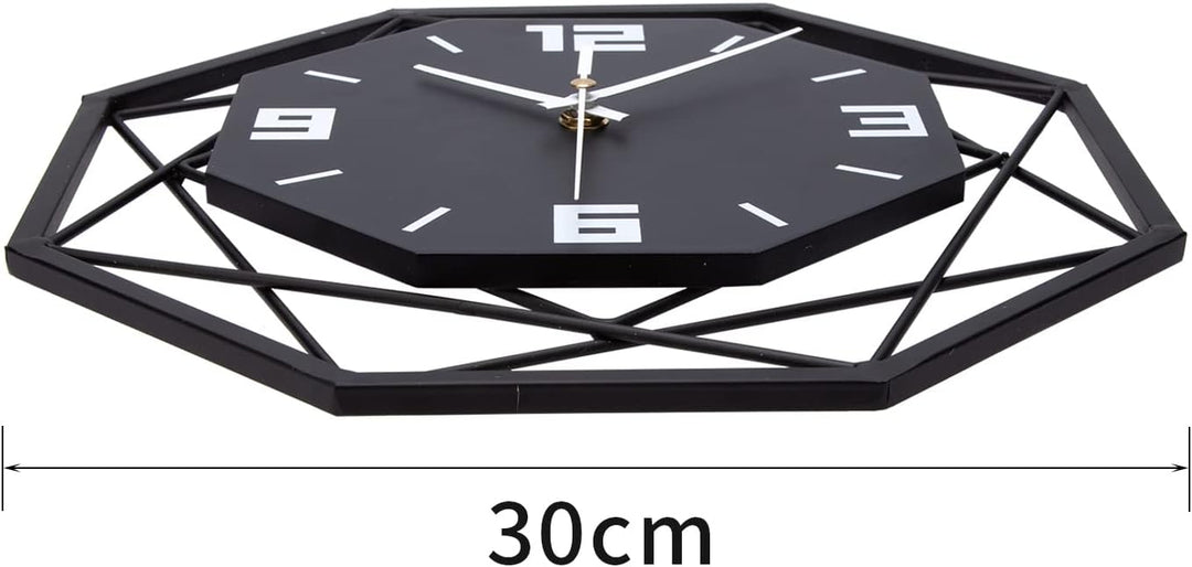 VIVILINEN Wanduhr Ohne Tickgeräusche 30cm Wanduhr aus Schmiedeeisen MDF Modern Quarz Batteriebetrieb