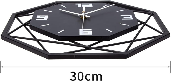 VIVILINEN Wanduhr Ohne Tickgeräusche 30cm Wanduhr aus Schmiedeeisen MDF Modern Quarz Batteriebetrieb