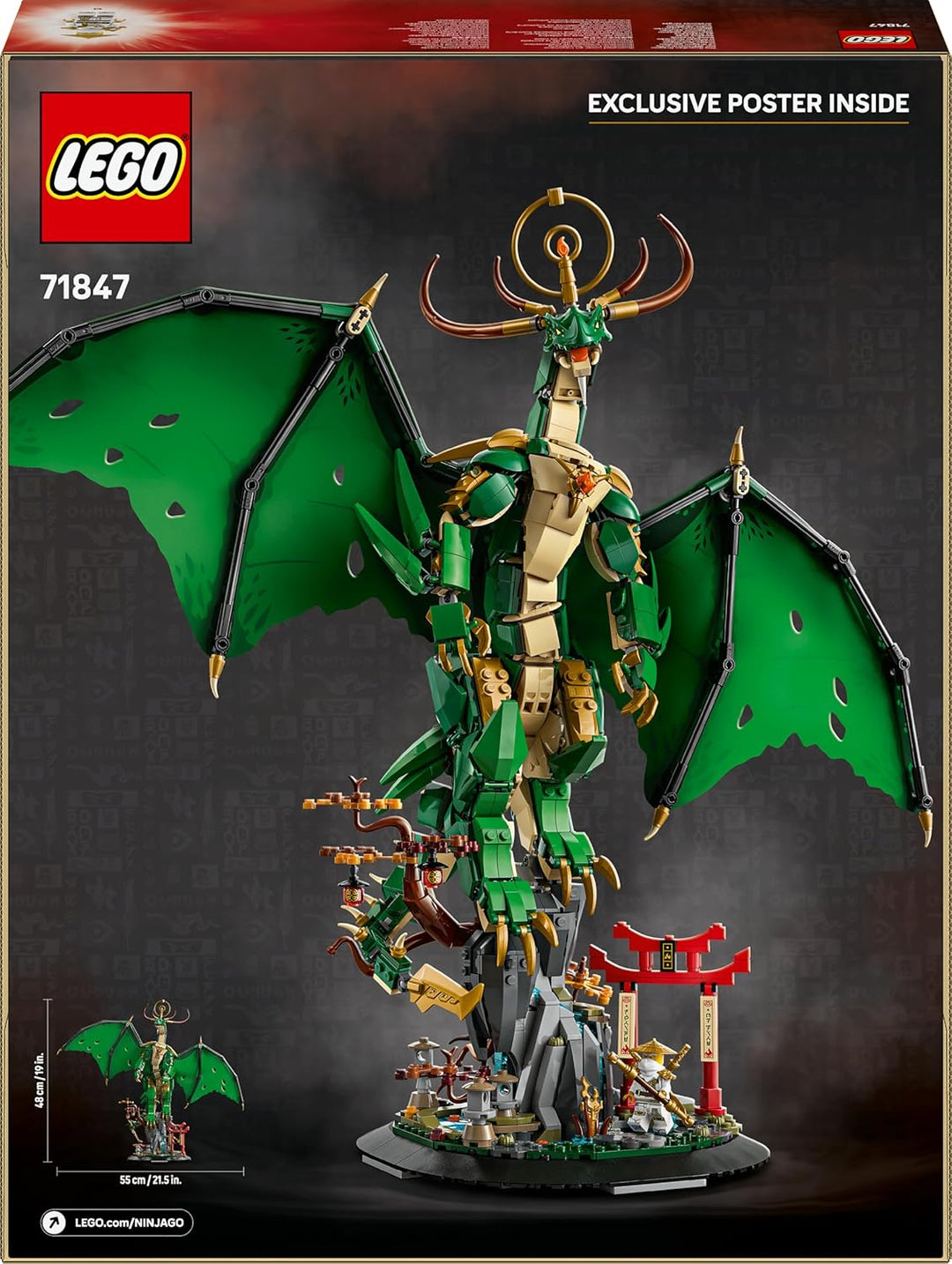 LEGO NINJAGO Wächterdrache Bauset - Mit Drachenfigur, Meister Wu Minifigur & Ständer – Bauspielset f
