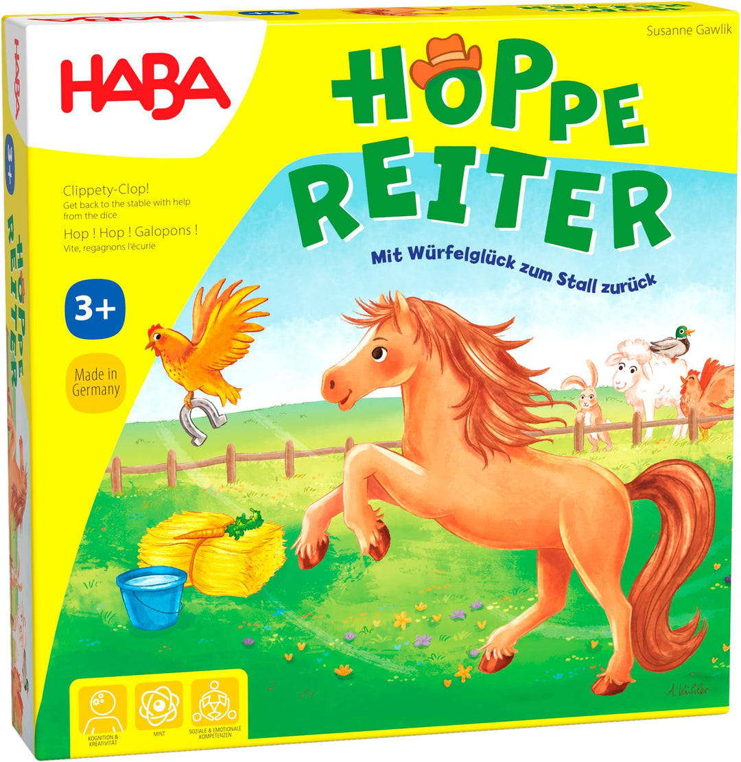 HABA Hoppe Reiter – Spannendes Pferde-Wettlaufspiel - für Kinder ab 3 Jahren - fördert Regelverständ