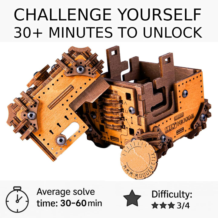 WOODEN.CITY Tesseract Holz Puzzle Box für Erwachsene – 3D Holzpuzzle Bausatz | Escape Room in a Box