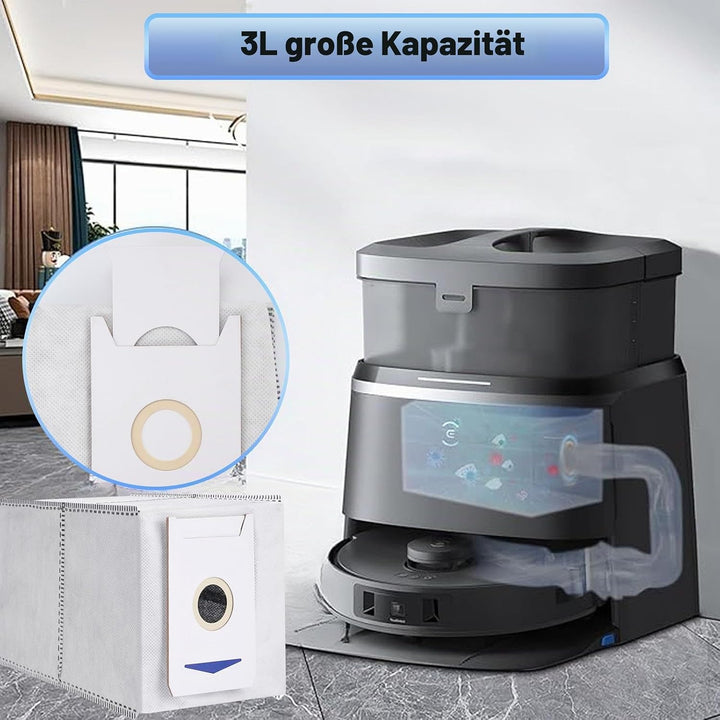 12 Stück Staubbeutel Zubehör für Ecovacs Deebot T30 Omni/ T30 Pro Omni Saugroboter, 3L Grosser Kapaz