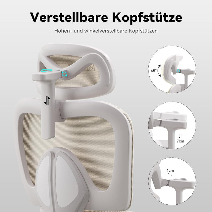 MUSSO E600SE Ergonomischer Bürostuhl, 3-stufig verstellbare Lendenwirbelsäule 3D-verstellbare Armleh