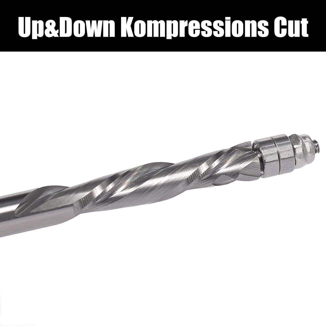 AKYLIN Spiral Bündigfräser 6mm Schaft，Up&Down Kompressions Cut Spiralfräser für Oberfräse，6mm Schnit