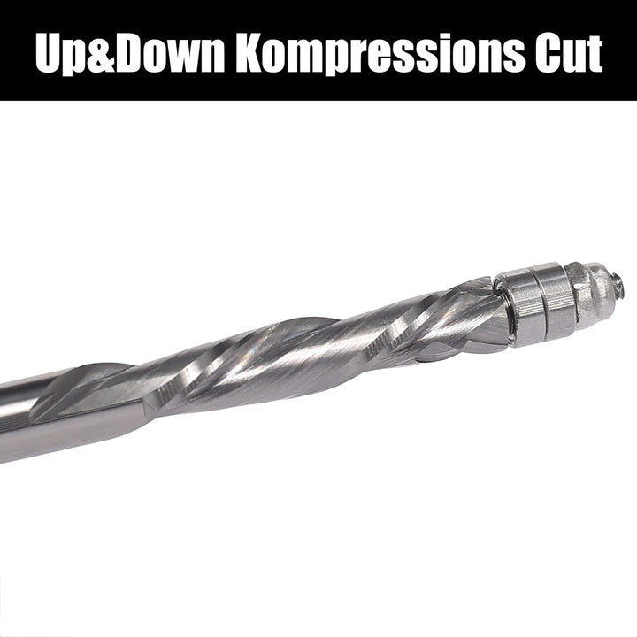 AKYLIN Spiral Bündigfräser 6mm Schaft，Up&Down Kompressions Cut Spiralfräser für Oberfräse，6mm Schnit