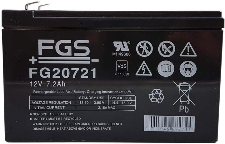 FGS Bleigelakku FG20721 12,0 Volt 7,2 Ah mit 4,8mm Steckanschlüssen