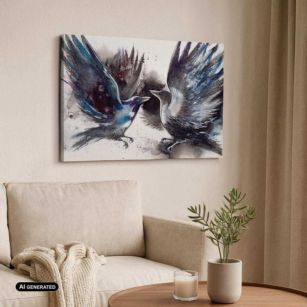 Bilder auf Leinwand Vogel Natur Feder Leinwandbild mit Rahmen 70x50cm Wandbilder Dekoration Wohnzimm