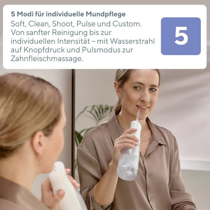 B.Well PRO-901 Munddusche | 5 Modi | 290 ml Wassertank | 5 Aufsätze | Weiss