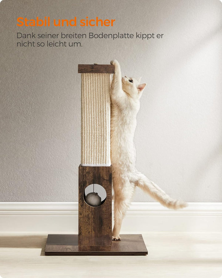 Feandrea Kratzbaum, Kratzstamm, Katzenbaum, 10 cm Dicker Stamm, Kratzsäule aus natürlichem Sisalseil