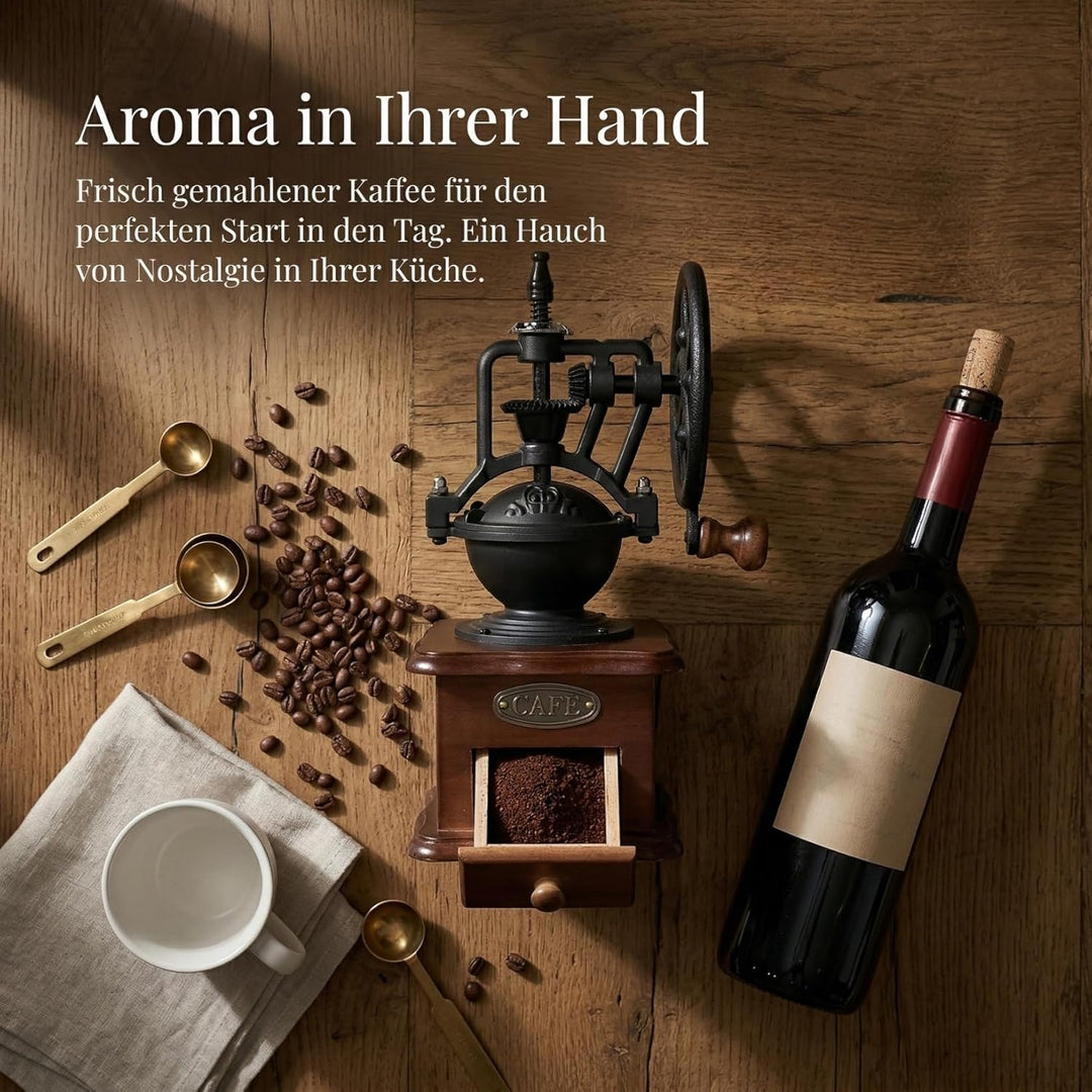 ULTECHNOVO Kaffeemühle Manuell aus Holz mit Handkurbel und Keramikmahlwerk, Kompakte Handkaffeemühle