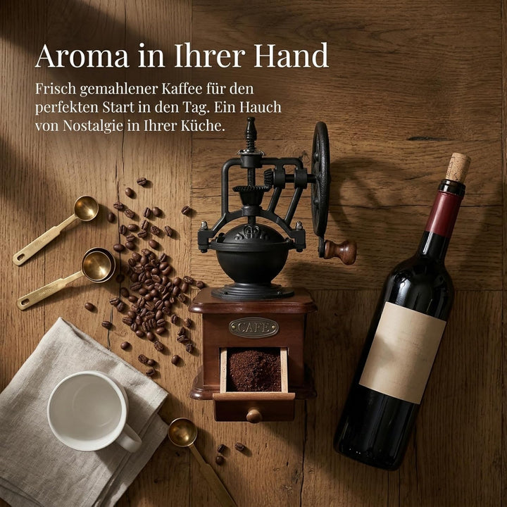 ULTECHNOVO Kaffeemühle Manuell aus Holz mit Handkurbel und Keramikmahlwerk, Kompakte Handkaffeemühle