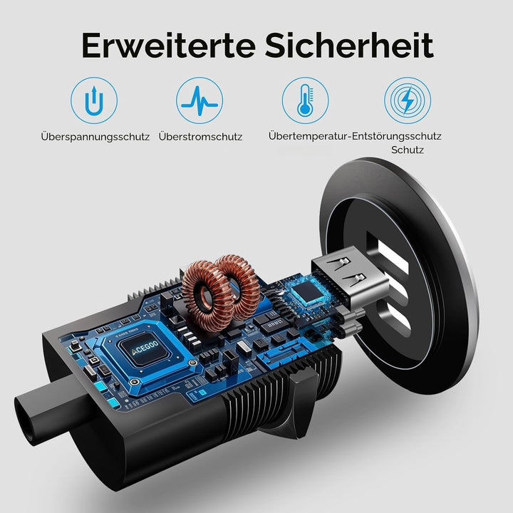 acegoo USB C Steckdose 12V Aluminium, Dual Typ C PD 20W &amp; QC 18W | KFZ 12 Volt Buchse Dose Einbau Ad
