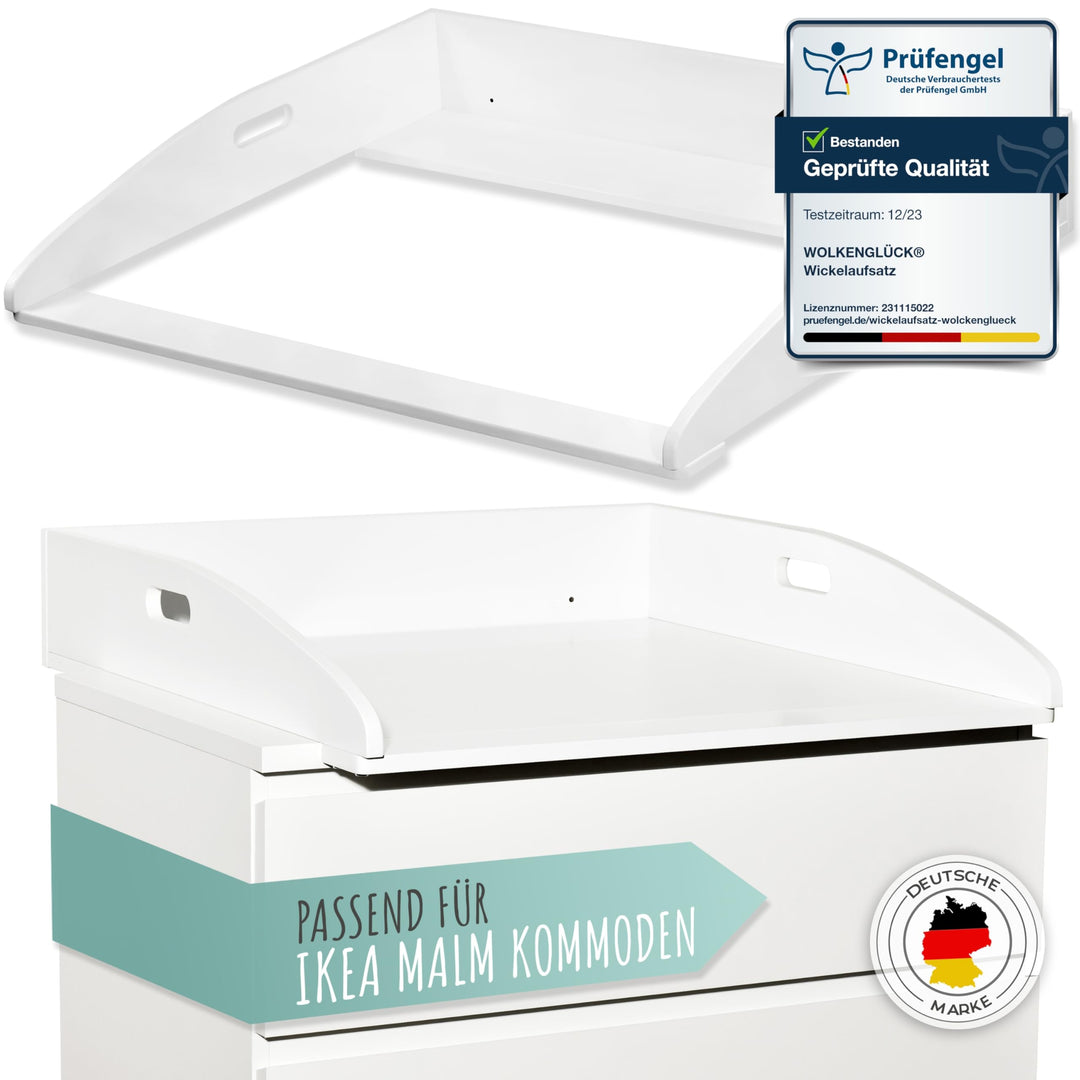 WOLKENGLÜCK Wickelaufsatz für IKEA Malm Kommode [73x70x13cm] - Hochwertiger Malm Wickelaufsatz mit S