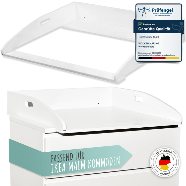 WOLKENGLÜCK Wickelaufsatz für IKEA Malm Kommode [73x70x13cm] - Hochwertiger Malm Wickelaufsatz mit S