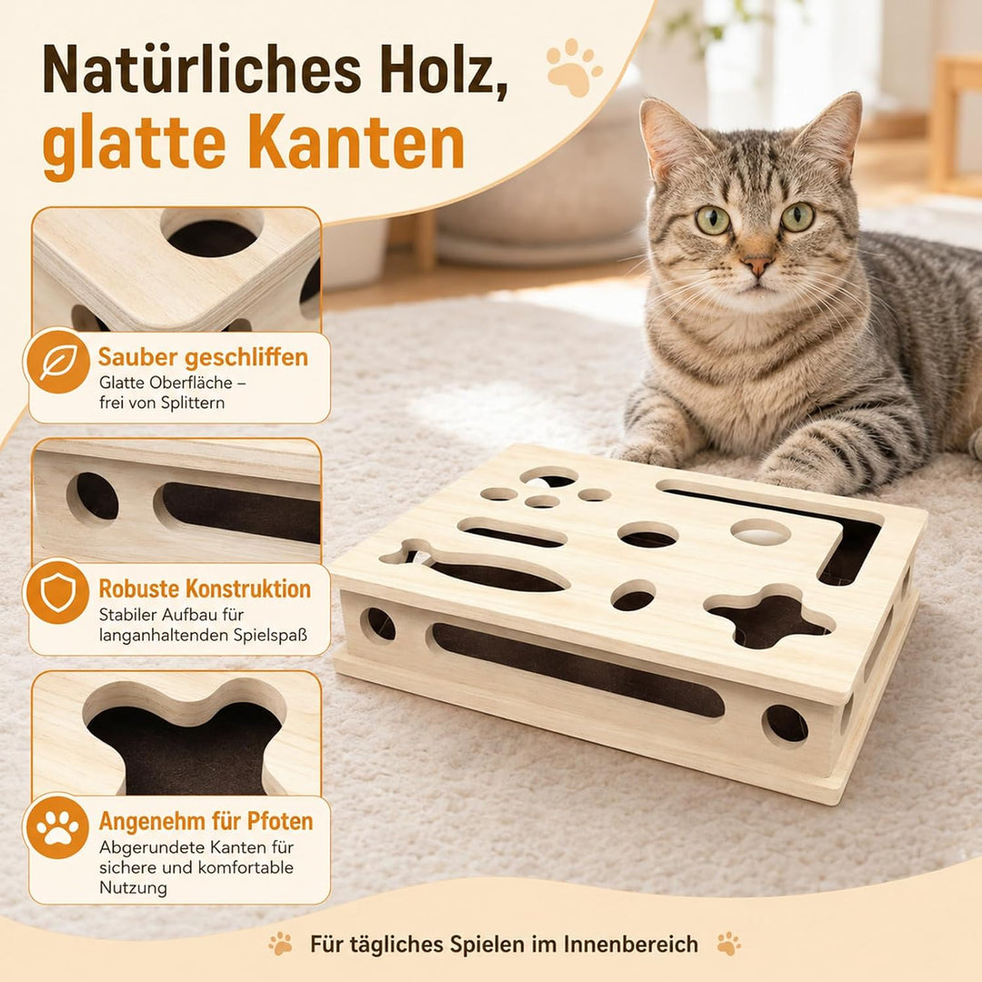2-in-1 Kratzpuzzle mit Sandpapier, Katzenkratzpuzzle Anreicherungsbox, Katzen Kratzbrett, Interaktiv
