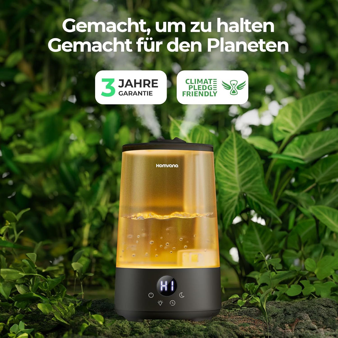 Homvana Luftbefeuchter Schlafzimmer Top-Fill, 3.6L 360°Cool Mist 34H Dauerhaft, Ruhig 16dB (SilentSp