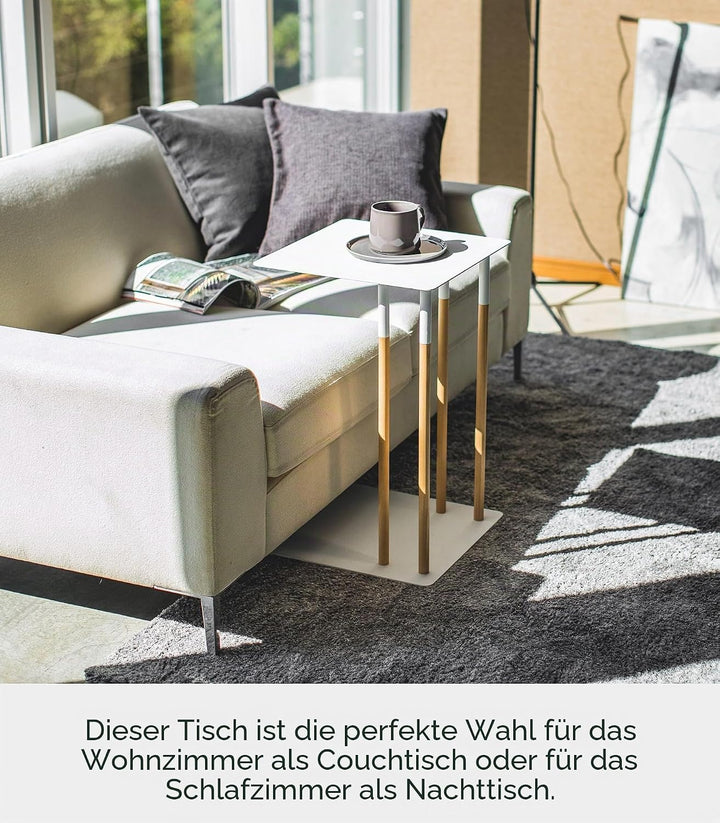 Yamazaki Sliding Sofa c end Table/Coffee Tray/Laptop Desk Beistelltisch, Stahl, Weiss, One Size, Wei