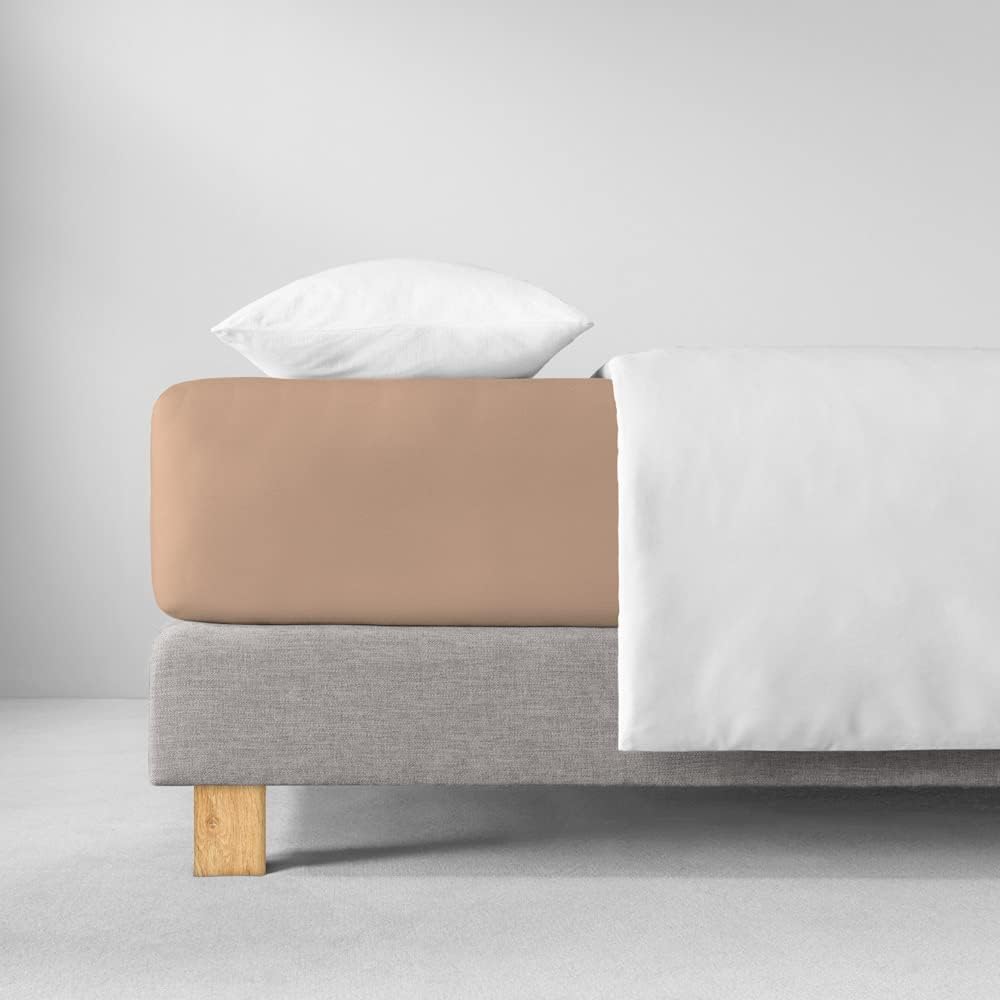 ESTELLA Spannbetttuch Feinjersey | Karamel | 100x200 cm | passend für Matratzen 90-100 cm (Breite) x