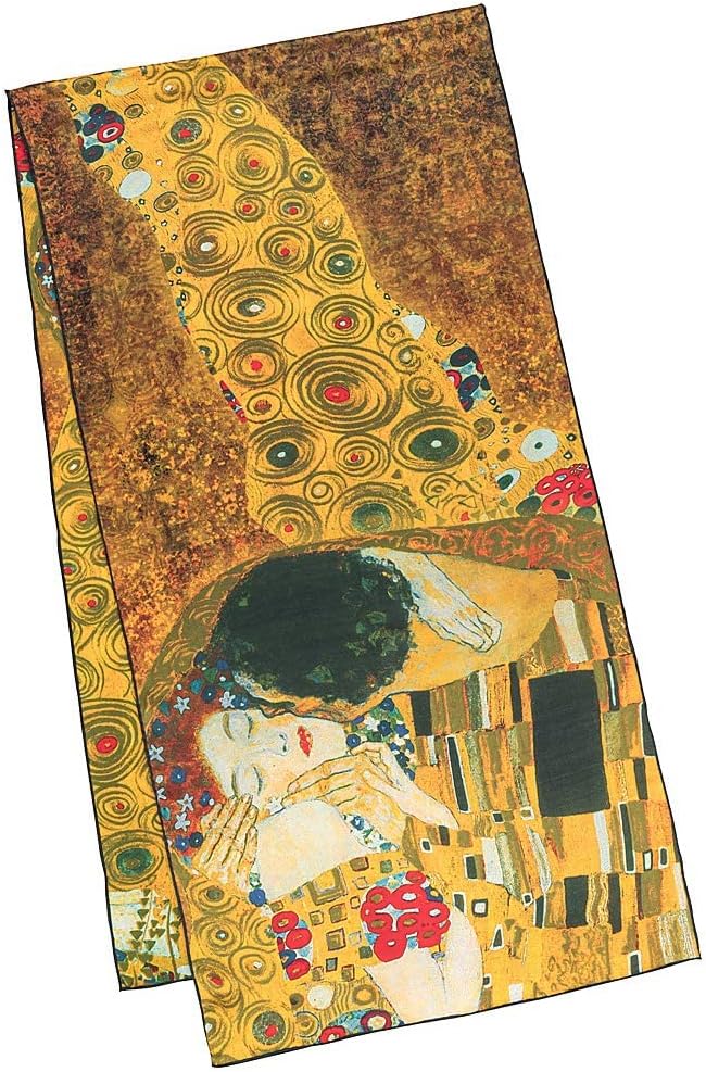 VON LILIENFELD Seidenschal Damen Satin lang Motiv 172 x 42 cm Gustav Klimt: Der Kuss, Gustav Klimt: