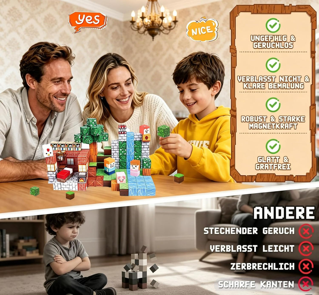 Magnetische Bausteine Blöcke 150 Stück,Magnetbausteine Magnetspielzeug Magneten Kinder Magnetische B