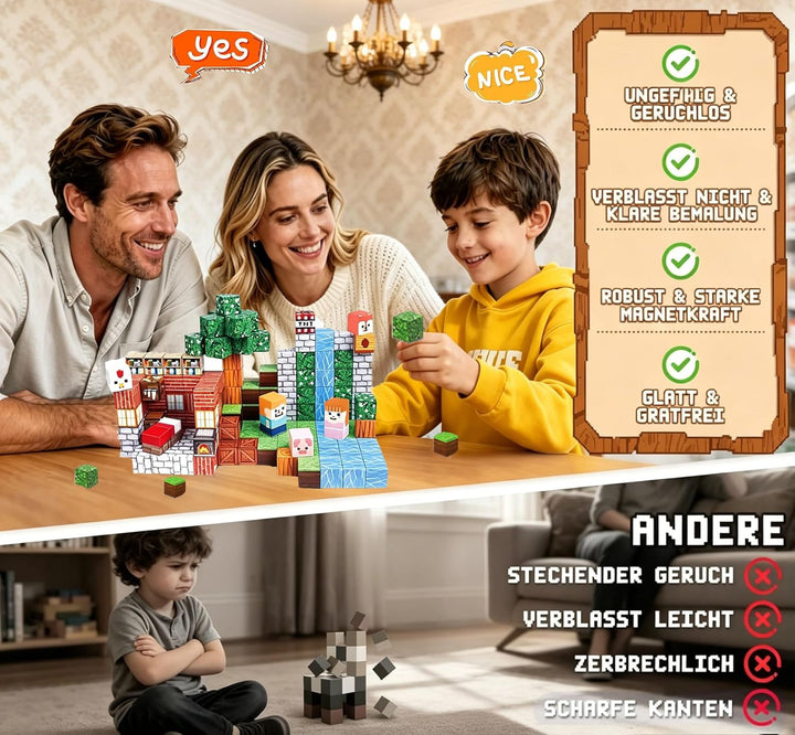 Magnetische Bausteine Blöcke 150 Stück,Magnetbausteine Magnetspielzeug Magneten Kinder Magnetische B