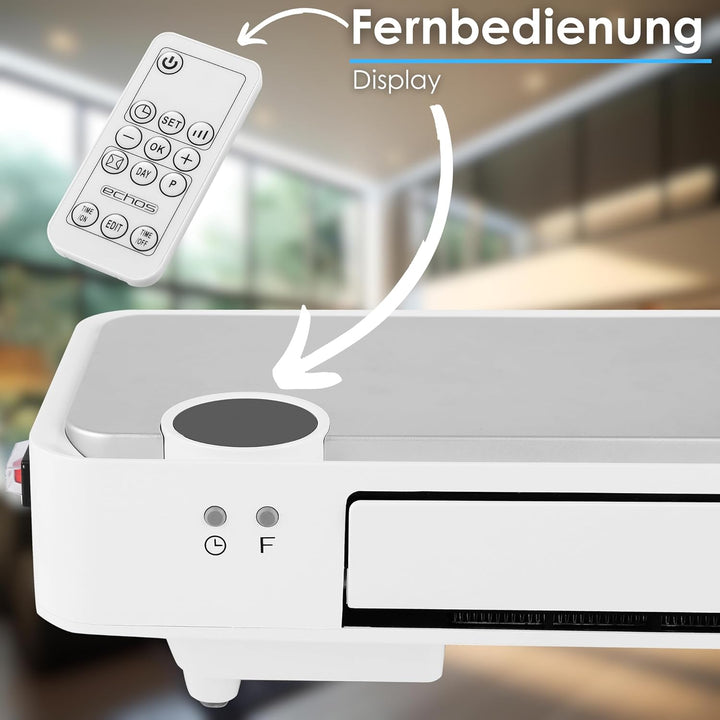Echos Wand Heizlüfter | 12h Timer | 2000 Watt | Energiesparend | Fernbedienung | Keramisches Heizele