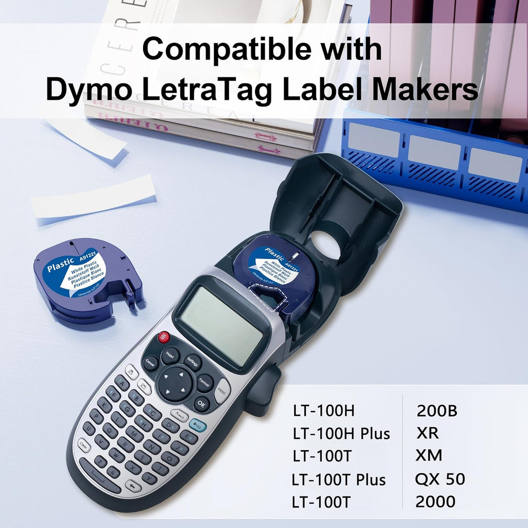 6x MarkField Kompatibel mit Dymo Letratag Etikettenband, Kompatibel mit Dymo Letratag SchriftBänder