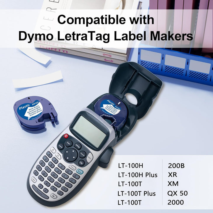 6x MarkField Kompatibel mit Dymo Letratag Etikettenband, Kompatibel mit Dymo Letratag SchriftBänder
