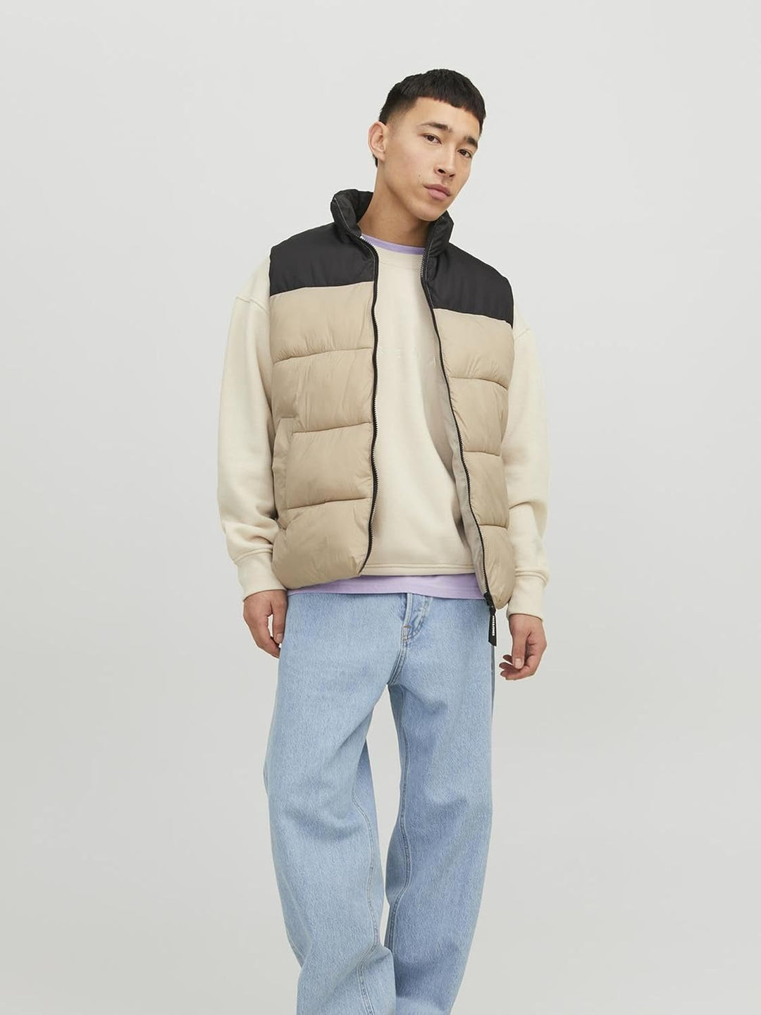 JACK & JONES male Pufferweste Pufferweste S Crockery/Detail:black Blocking, S Crockery/Detail:black
