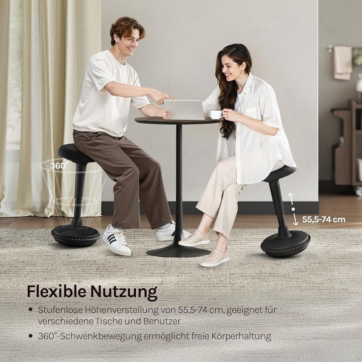 WOLTU Ergonomischer Stehhocker, 360° neigbarer Bürohocker, Schreibtischstuhl mit Breiter Anti-Rutsch