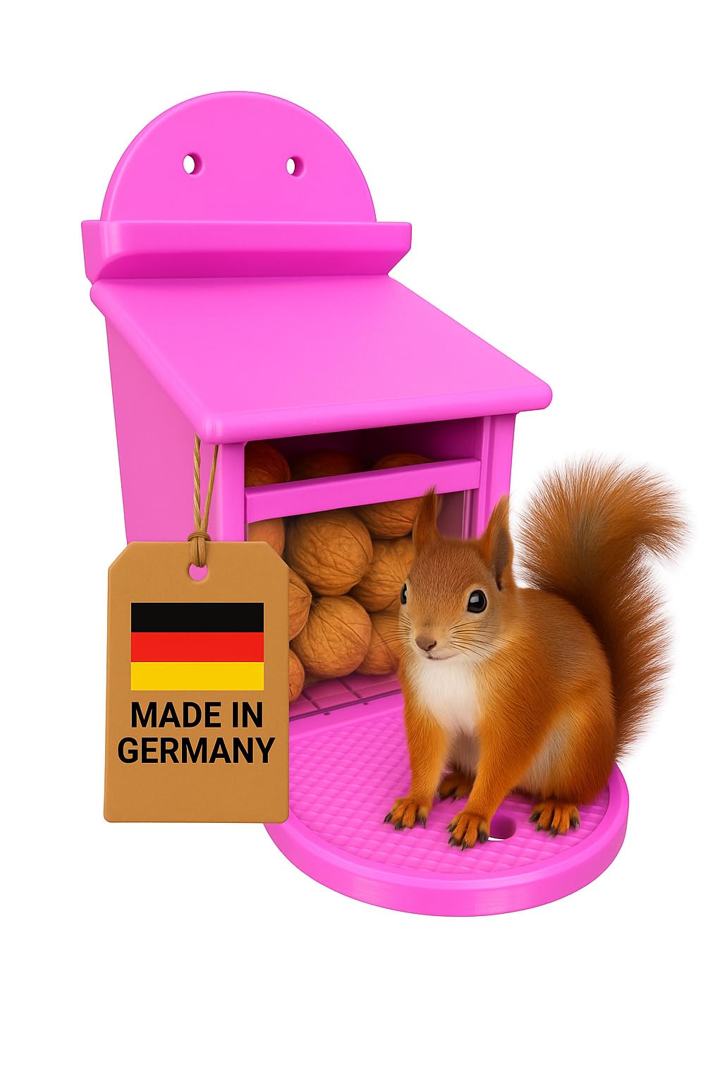 Eichhörnchen Futterbox - Eichhörnchen Futterstation - Wetterfest aus Kunststoff - Futterautomat/Futt