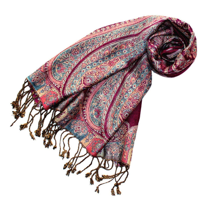 Lorenzo Cana Damenschal Schaltuch Naturfaser opulentes Paisleymuster in harmonische Farben mit Frans