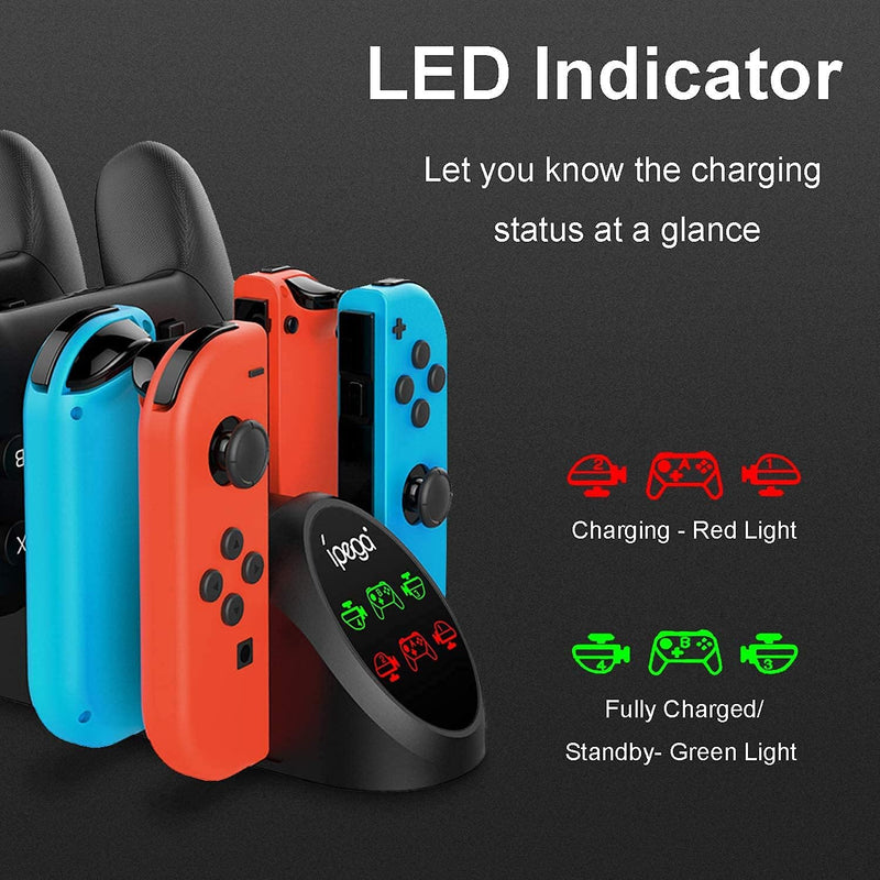 FYOUNG 6 in 1 Switch Controller Ladestation Kompatibel mit Nintendo Switch & Switch OLED mit USB Ans