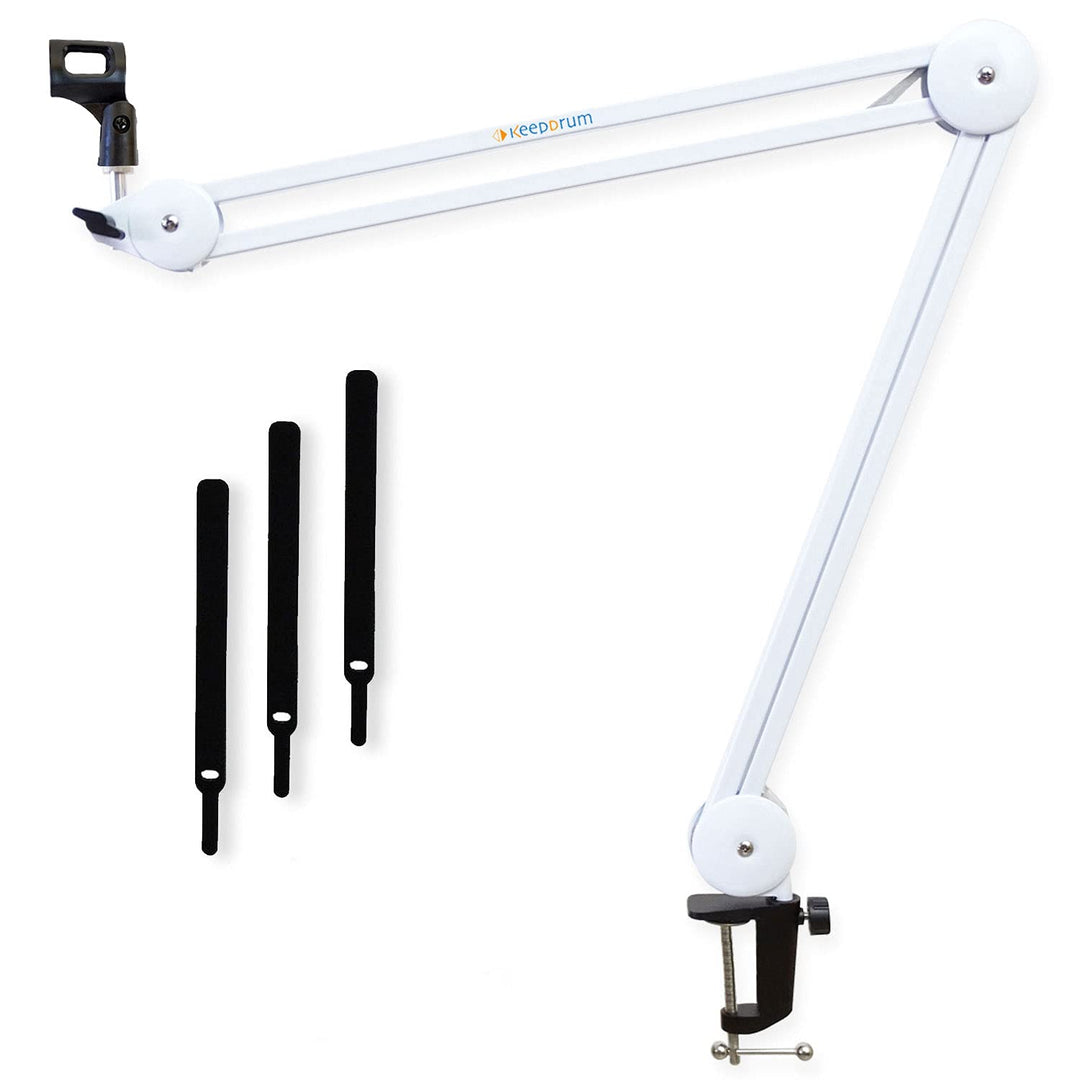 keepdrum MS138 WH Tisch-Mikrofonarm Podcast-Mikrofonstativ Weiss MS138 Gelenkarm Weiss, MS138 Gelenk