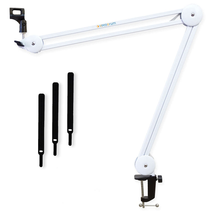 keepdrum MS138 WH Tisch-Mikrofonarm Podcast-Mikrofonstativ Weiss MS138 Gelenkarm Weiss, MS138 Gelenk