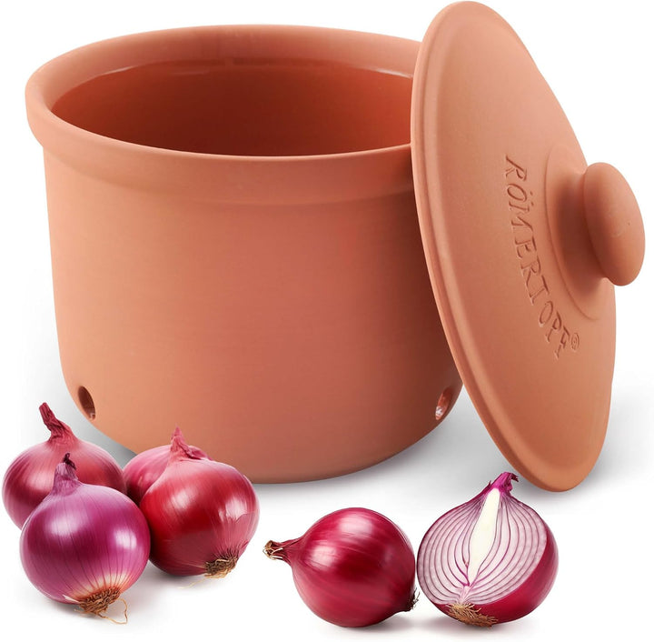 Römertopf Zwiebeltopf aus Naturton Frische-Topf Maxi Keramik Vorratstopf 2,8 Liter 1,9 Kg, 1,9 Kg
