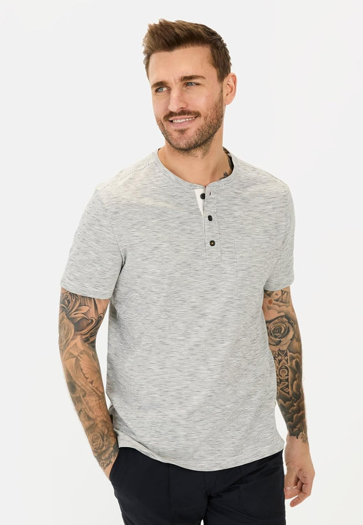 camel active Herren Kurzarm Henley T-Shirt mit Knopfleiste S Beige, S Beige