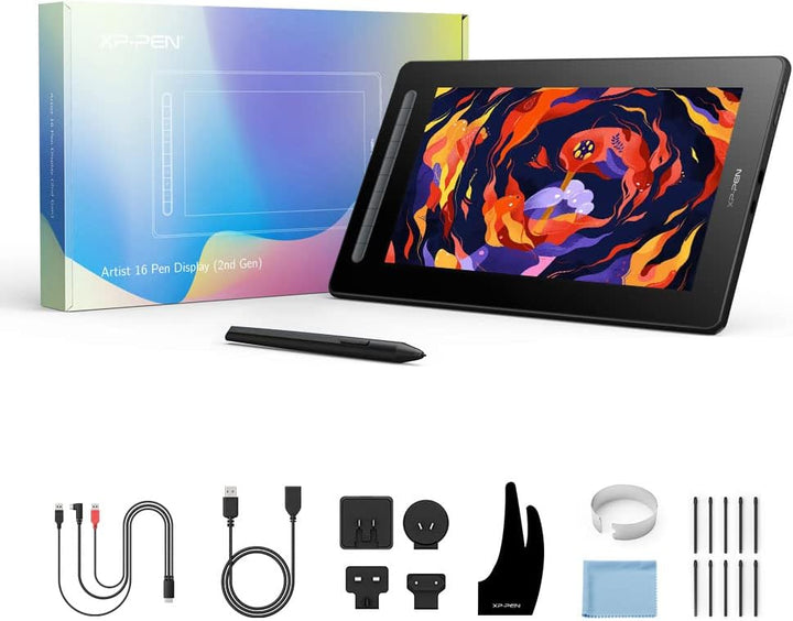 XP-PEN Artist 16 2nd Grafiktablett 15,6 Zoll Pen Display, 1920 x 1080 Pixels Grafik-Display, X3 Smar