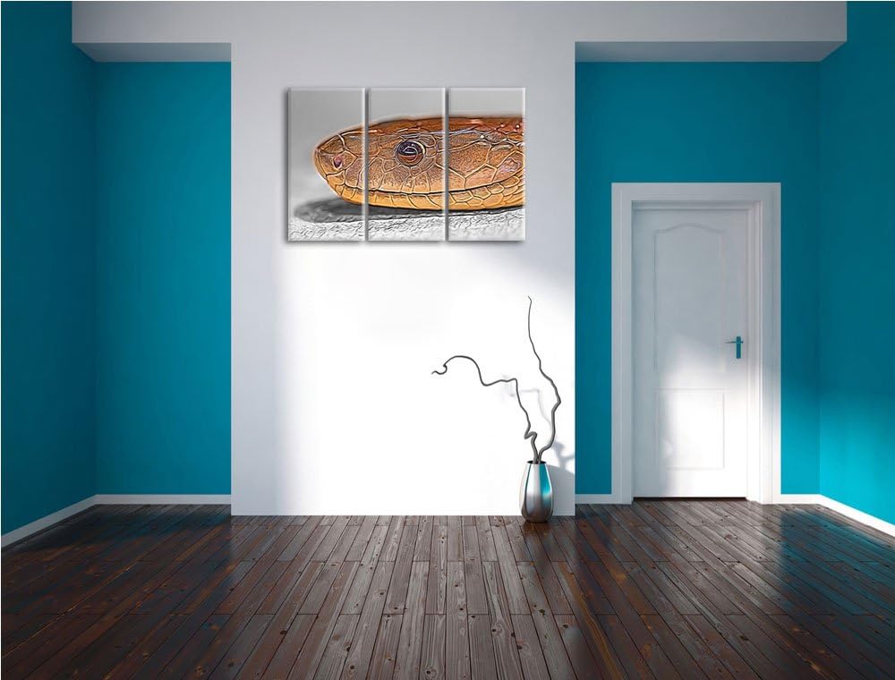 wachsame listige Natter schwarz/weiss Deluxe 3-Teiler Leinwandbild 120x80 Bild auf Leinwand, XXL rie