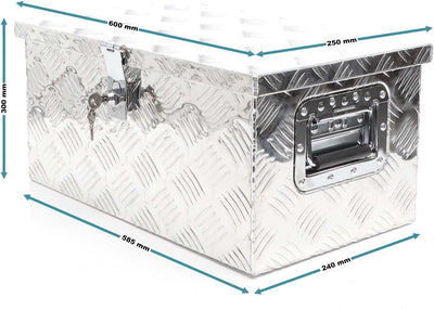 XPOtool Alu Kiste mit Deckelüberstand 60x25x30cm Truckbox aus Aluminium Werkzeugbox mit 2 Schlüsseln