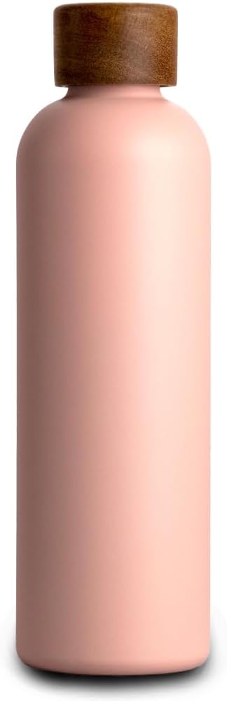 T&amp;N Edelstahl Trinkflasche 750ml, Thermosflasche 0.75l mit Akazienholz Deckel, Isolierte Wasserflasc