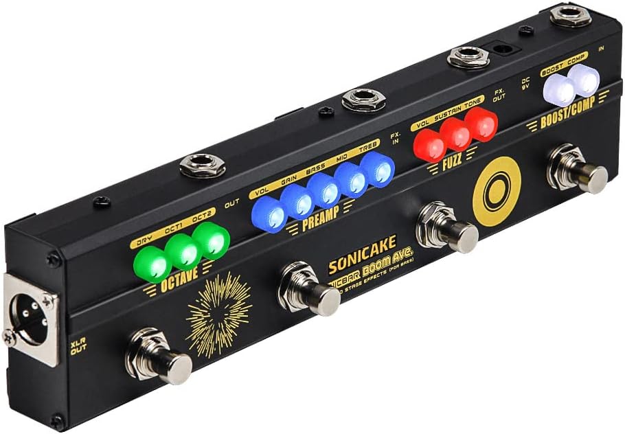 SONICAKE Multi Effektpedal Bass preamp Vorverstärker DI Box Multi Effektpedal mit Compressor Boost F